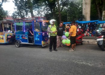 Tertibkan Odong-Odong di Jalan Umum, Sat Lantas Polres Pematangsiantar Beri Teguran